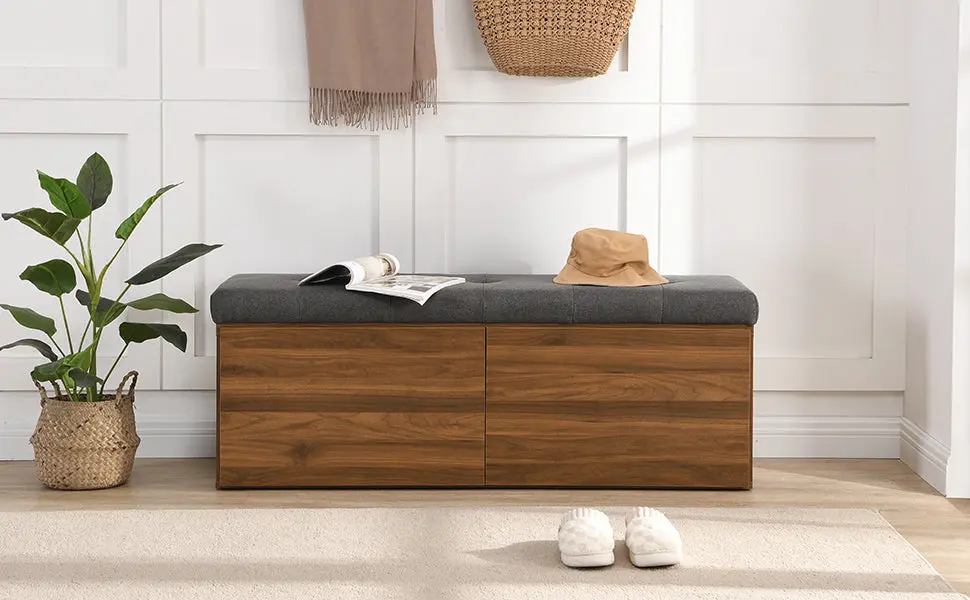 49 Inch Shoe Storage Bench Entryway Shoe Cabinet Ottoman Padded Seat rnb