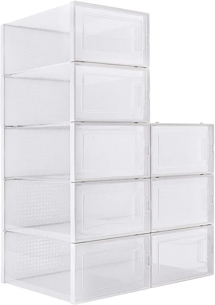 Collapsible Shoe Box Stackable Clear Shoe Storage Box Storage Bins w2181
