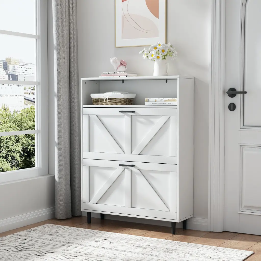 Farmhouse Shoe Storage Cabinet Barn Door Design Shoe Organizer wonderland