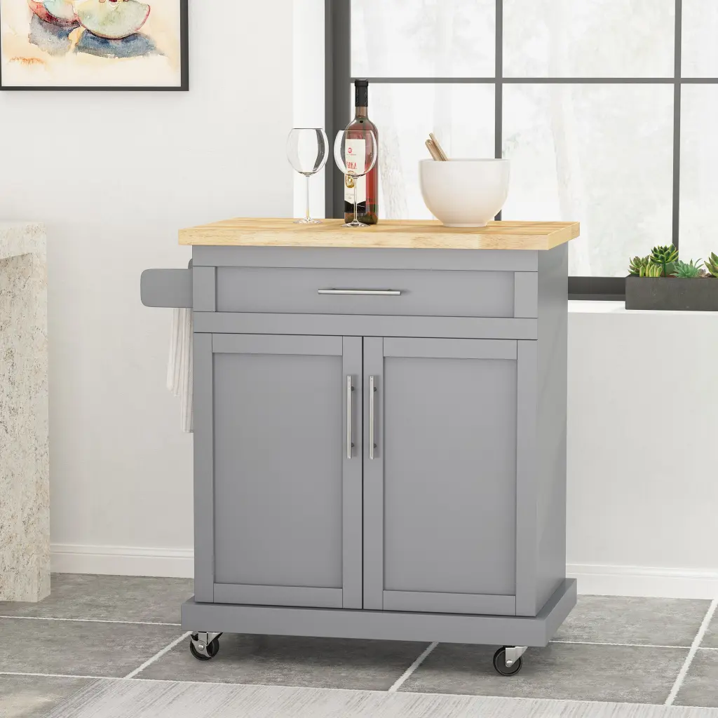 Kitchen Shopping Basket Grey Wood Compact Grocery Storage Organizer nh-sunfay