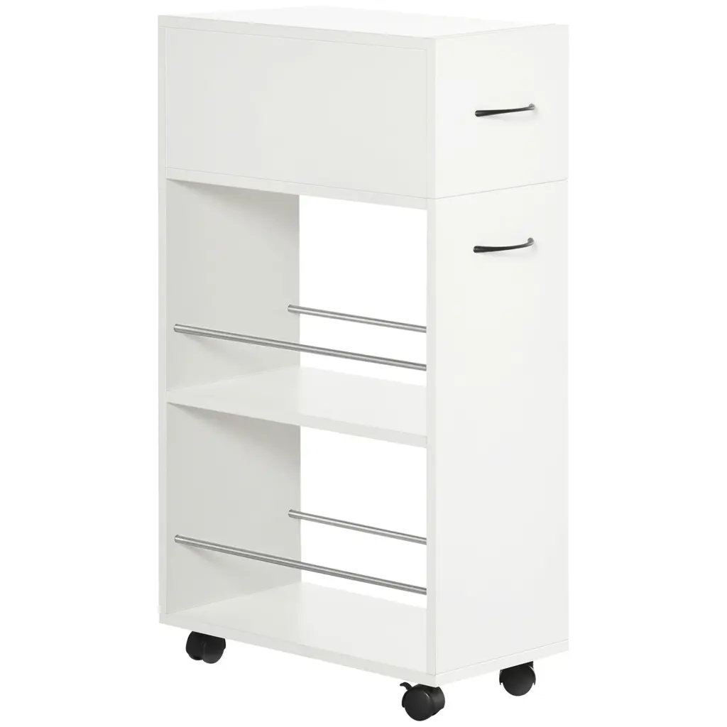 Homcom 3 Tier Slim Rolling Storage Shopping Basket Narrow Kitchen Cart on Wheels aosom business