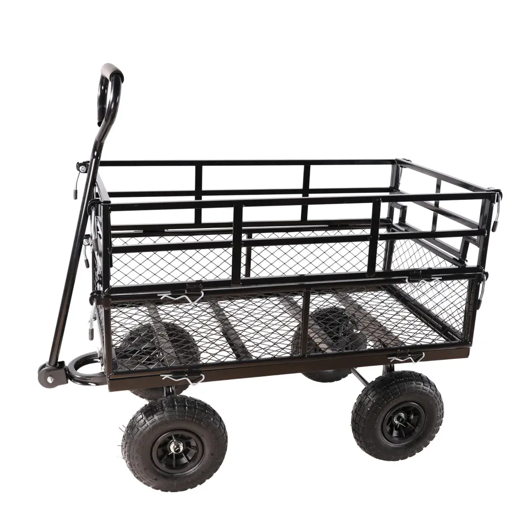 Black Double Fence Shopping Basket Wagon Garden And Grocery qdxfl