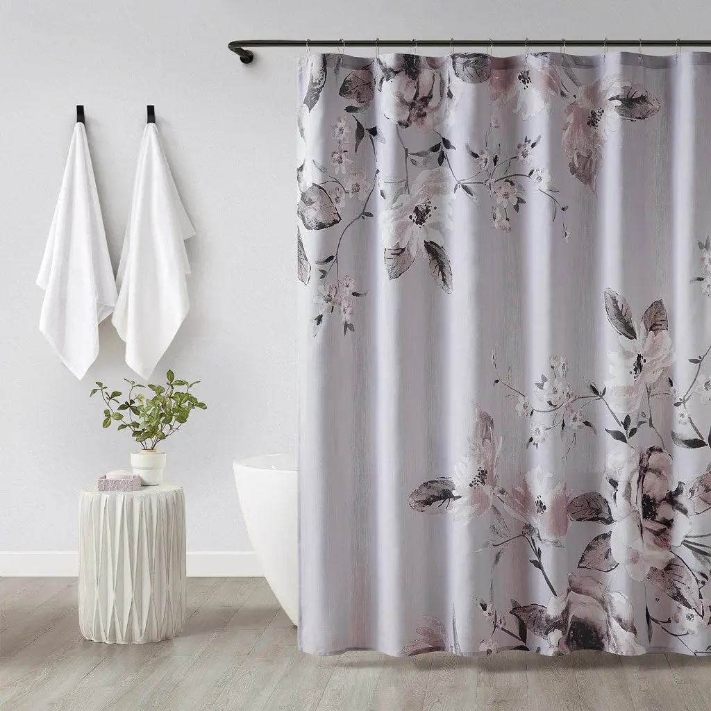 Floral Printed Cotton Shower Drape Multicolor Cotton jla
