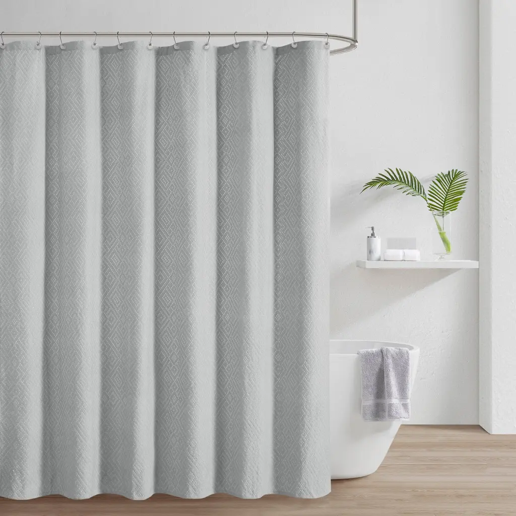 Matelasse Gray Cotton Shower Curtain jla