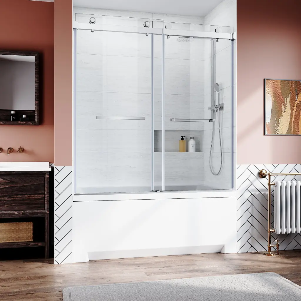 Frameless Sliding Bathtub Door 56-60 .W X 62 .H Bypass Tub Crystal bathstore