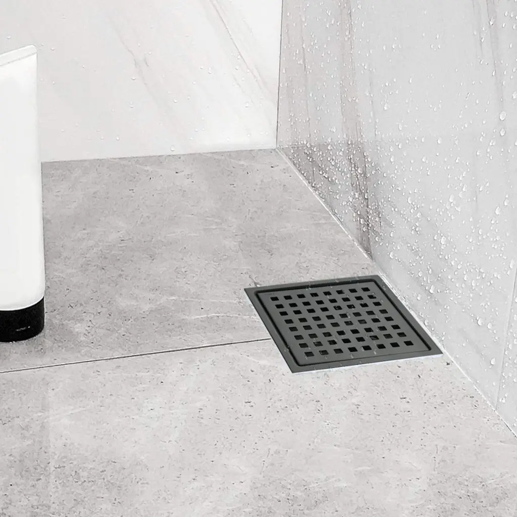 6 Inch Square Shower Floor Drain Matte Black Stainless Alloy Metal rnb