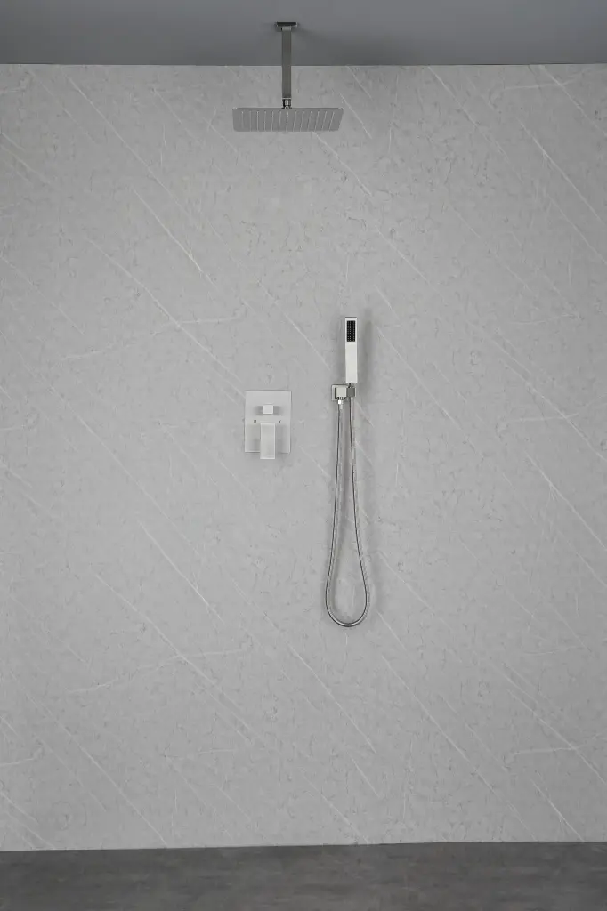 12 Inch Nickel Ceiling Mounted Rain Shower Head Handheld Applicator Bathroom bathininc