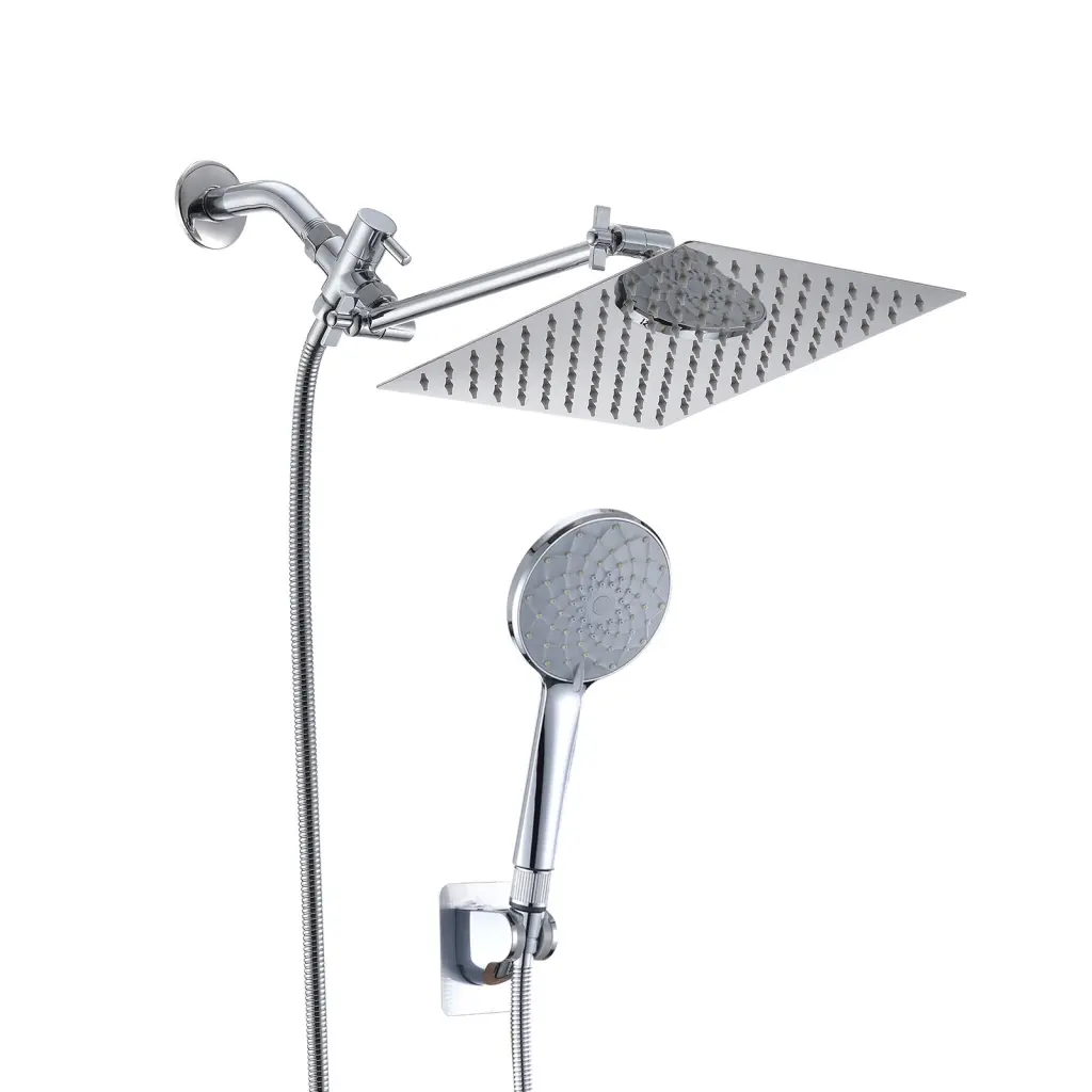 Chrome Shower Head 10 Inch High Pressure Rainfall Shower Head Handheld kooleasy