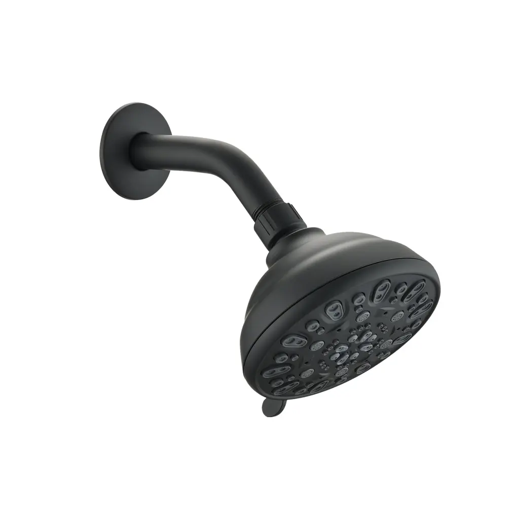 Matte Black High Pressure 6 Setting 4 Inch Shower Head kooleasy