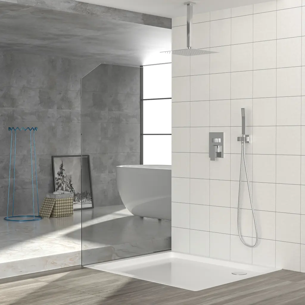 Dual Shower Head 12 Inch Ceiling Mount - Square Shower System lordear