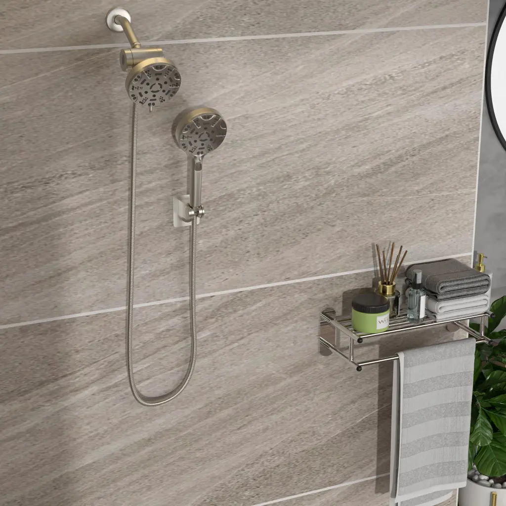 Multi Function Dual Shower Head System 4.7 Inch Rain Showerhead and Handheld lordear