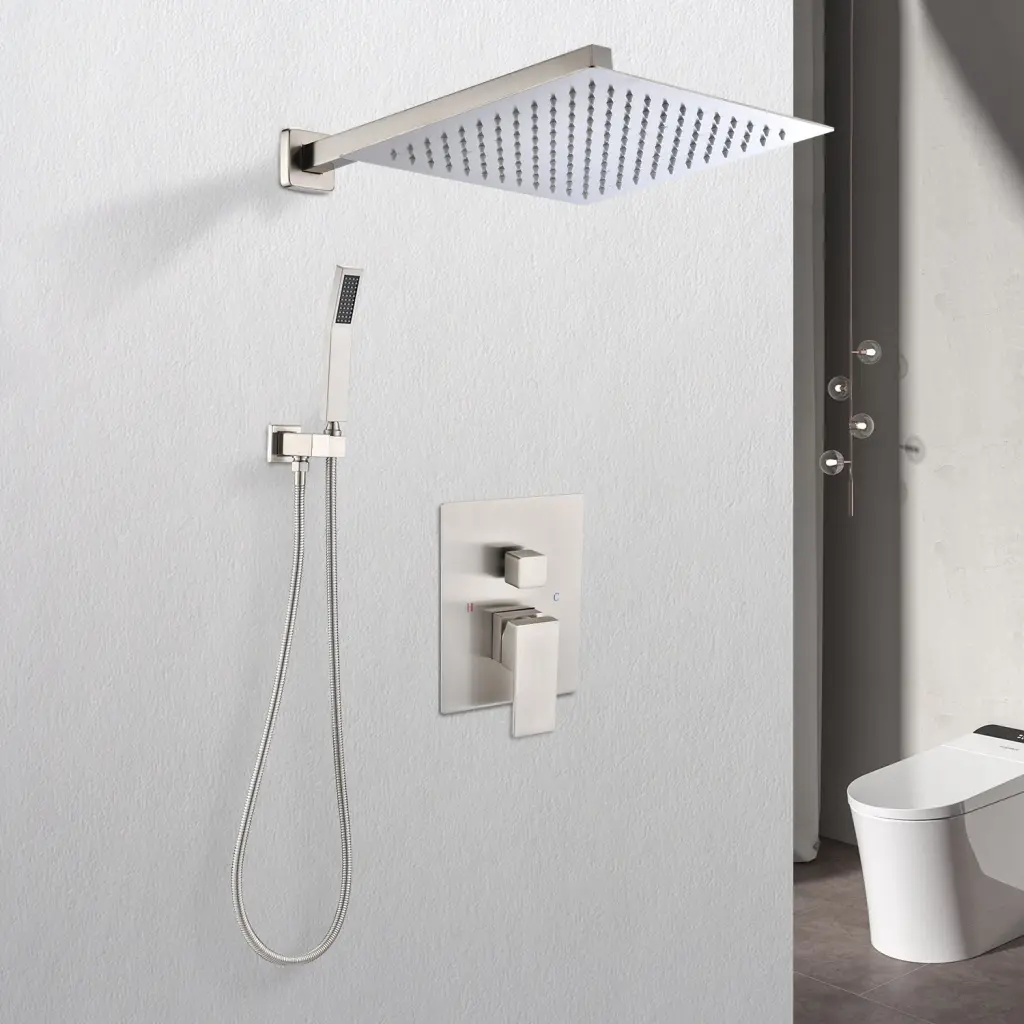 12 Inch Rain Shower Head Systems Wall Mounted Shower Brushed Nickel Copper Alloy rnb