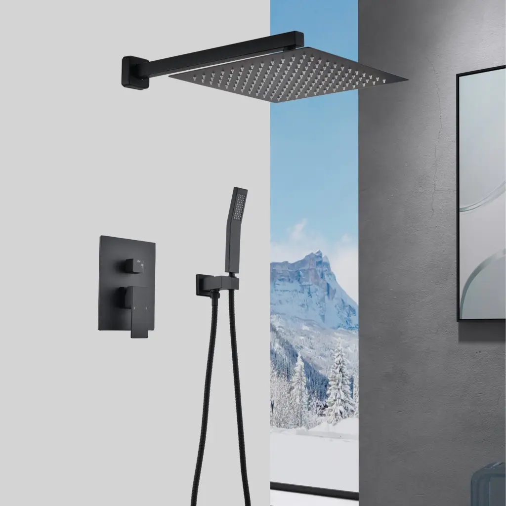 12 Inch Rain Shower Head Systems Wall Mounted Matte Black rnb