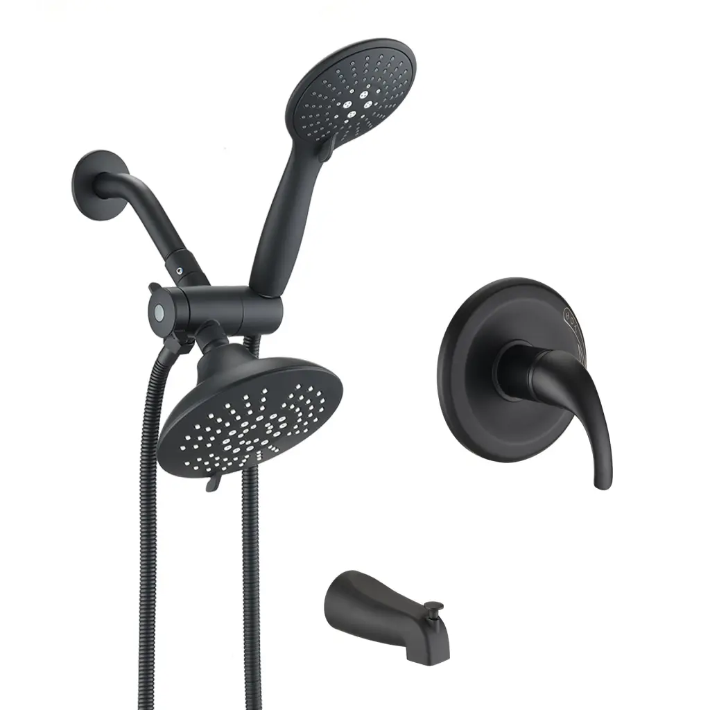 Matte Black 5.9 Inch Rain Shower and Handheld Combo Tub Spout 2 1 Bathroom Set bathininc