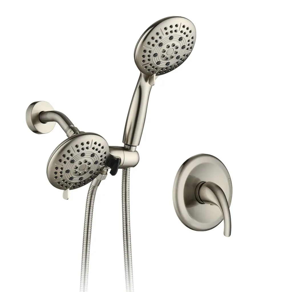 Brushed Nickel Rain Shower System 4.5 Inch Head and Handheld Shower bathininc