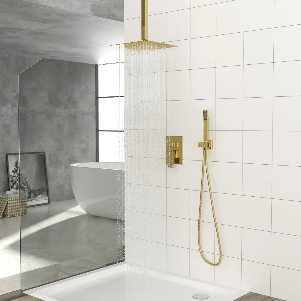 Dual Shower Head 10 Inch Ceiling Mount Square Shower System lordear
