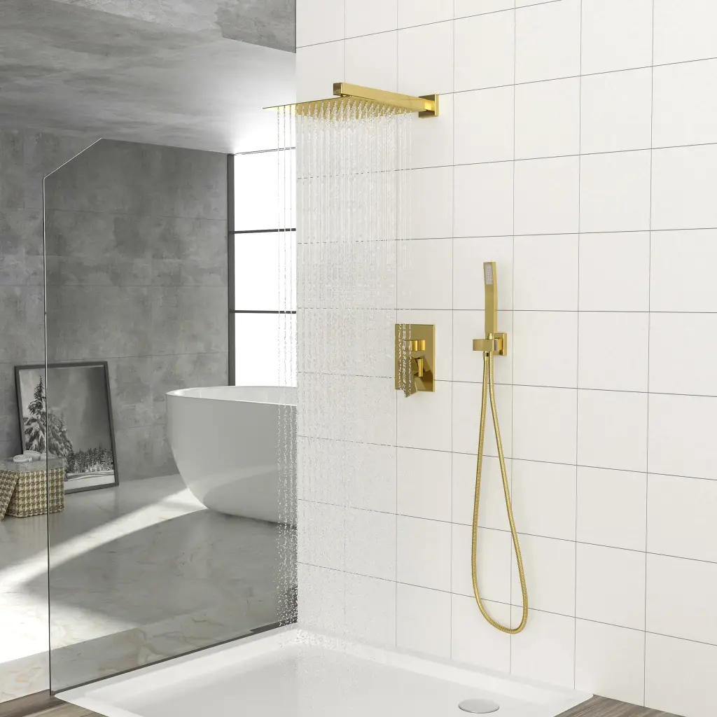 Dual Shower Head 10 Inch Wall Mounted Square Shower System Rough Valve lordear