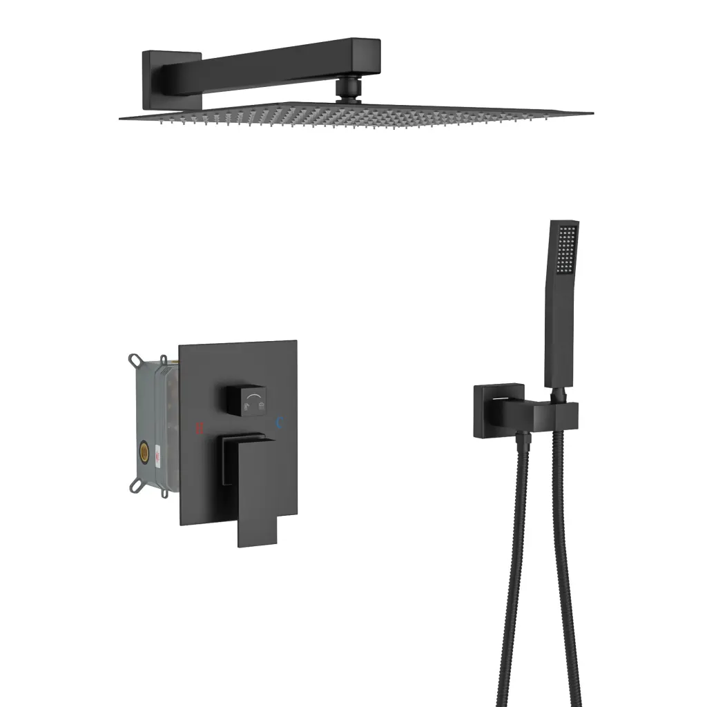 Dual Shower Head 10 Inch Wall Mounted Square Shower System Rough Valve lordear