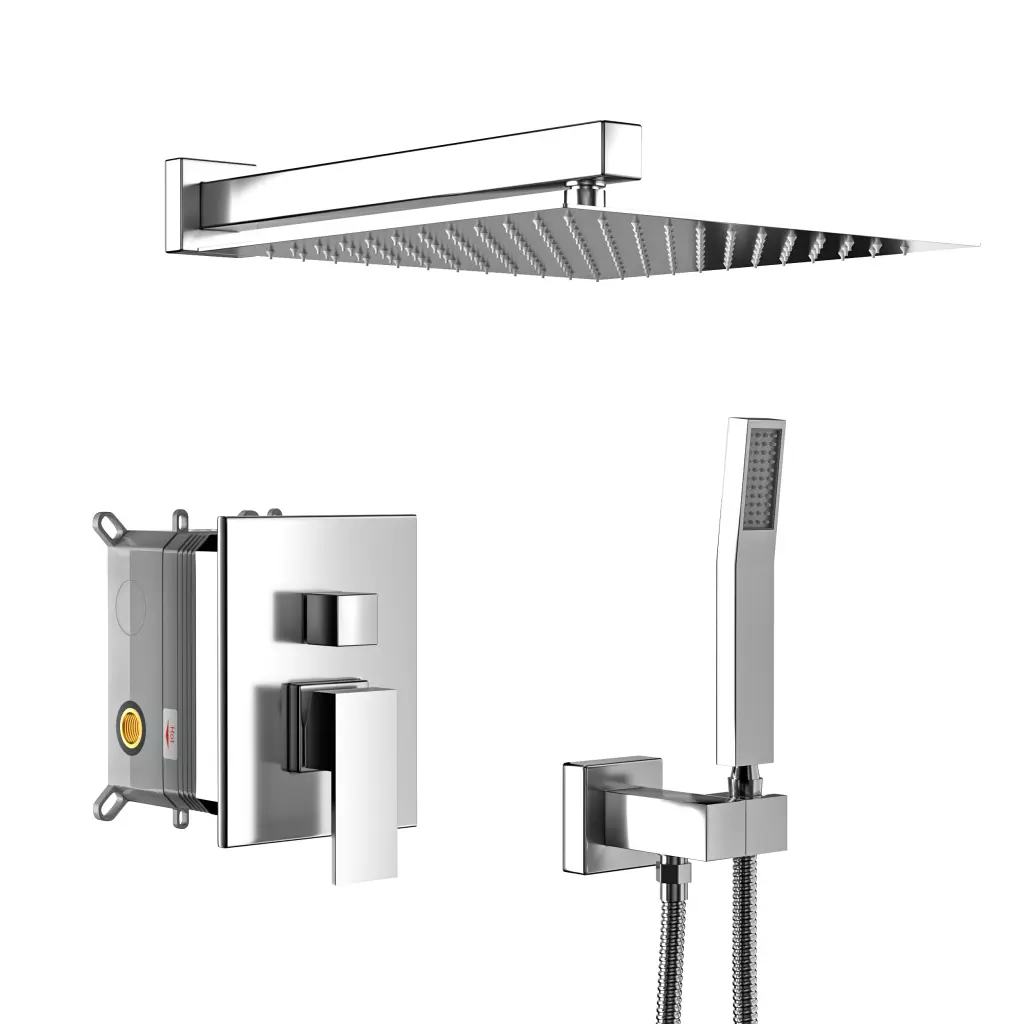 Dual Shower Head 10 Inch Wall Mounted Square Shower System Rough lordear