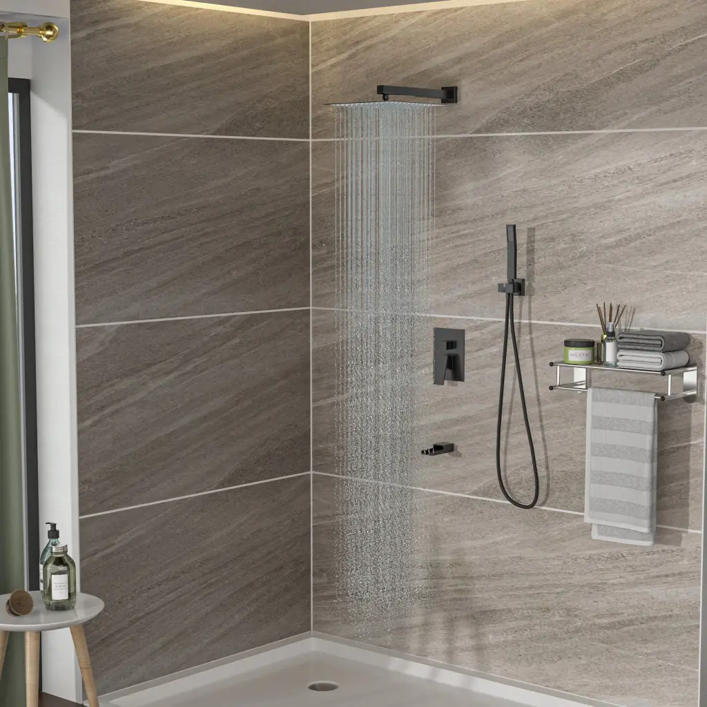 10 Inch Wall Mounted Square Shower System Waterfall Tub Spout lordear