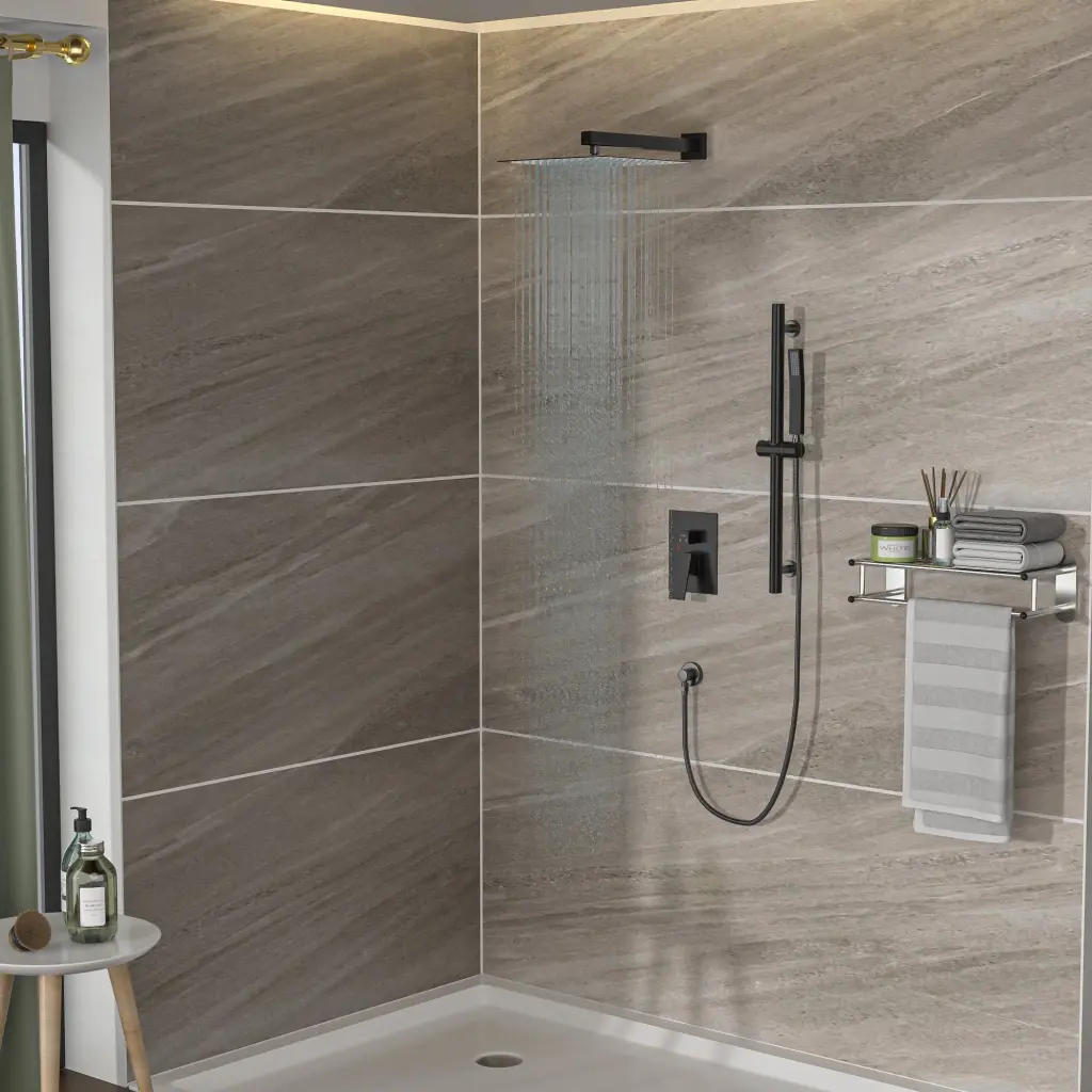 Shower System Customizable Slide Bar 10 Inch Wall Mounted Square Shower Head lordear