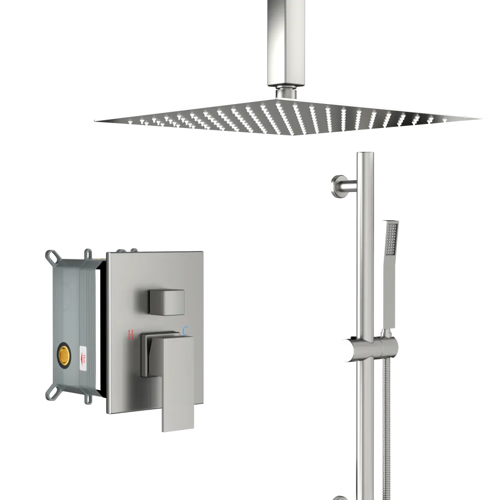 Shower System Customizable Slide Bar 16 Inch Ceiling Mounted Square Head lordear