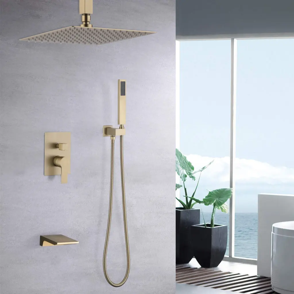 10 Inch Shower System Rain Shower Faucet Sets Applicator Gold Stainless sihua sanitary ware