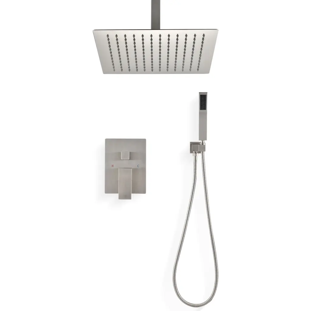 Ceiling Mounted Shower System Bundle Set Handheld And 10 Inch Shower Head w2287
