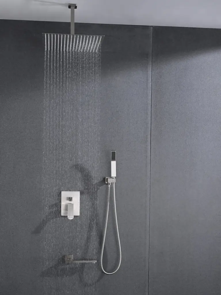 Ceiling Mounted Shower System Bundle Set 16 Inch Shower Head and Handheld Sprayer w2287