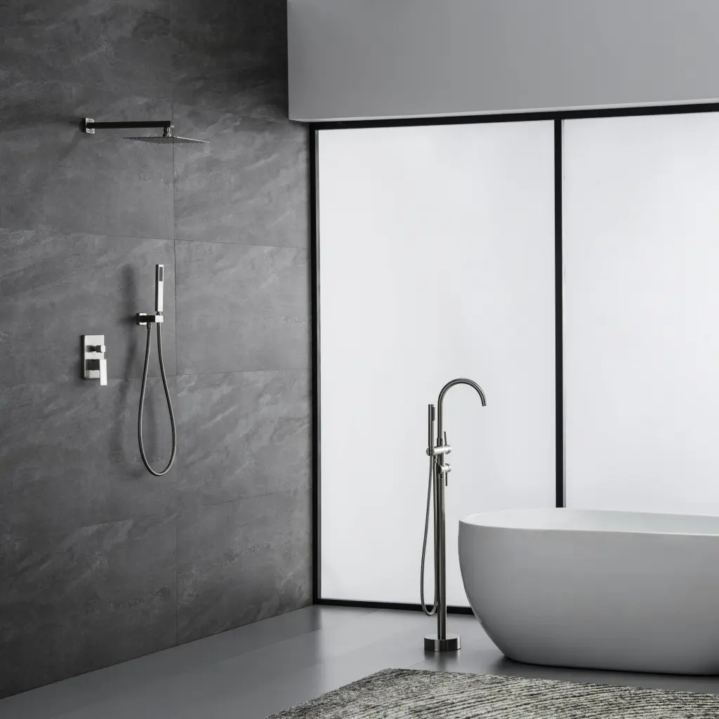 Trustmade Wall Mounted Square Rainfall Pressure Balanced Completed Shower System Bathroom w969 -modern muse-