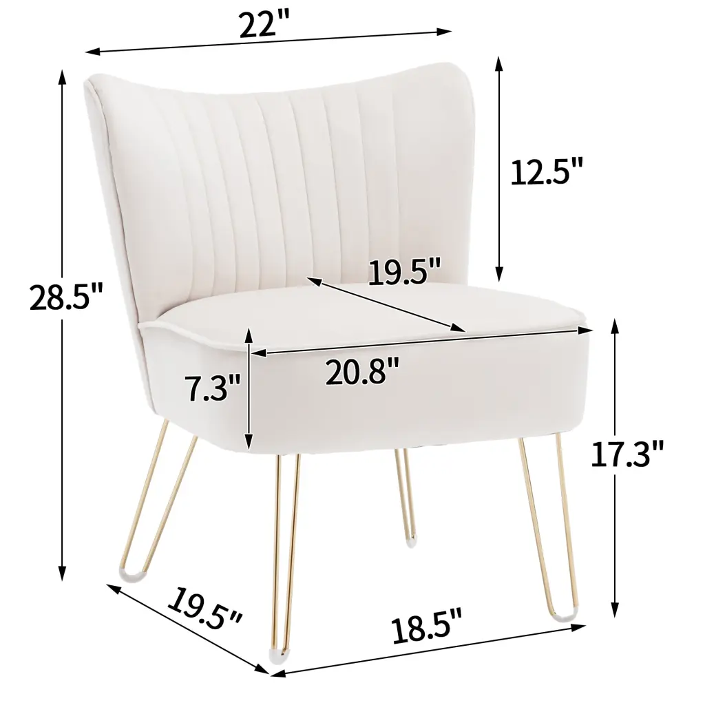 Hengming Modern Velvet Chair Armless Side Chair Metal Legs hengming store