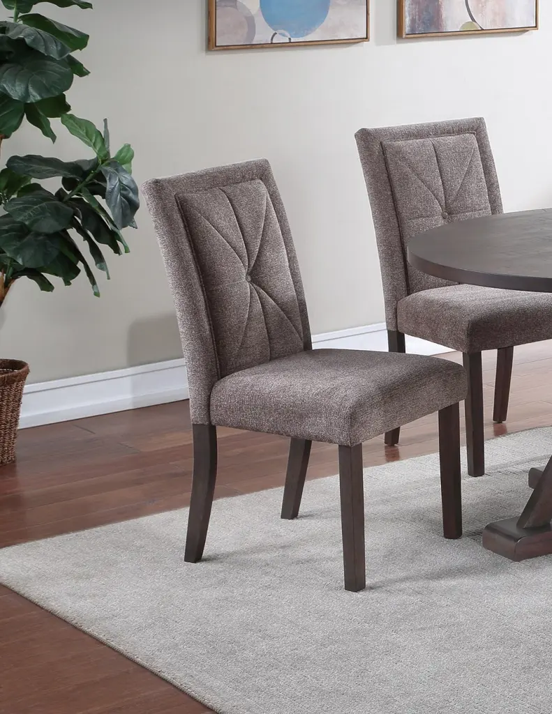 Modern Mocha Finish Tufted Upholstered Side Chairs Set 2 Rustic Design kanepe