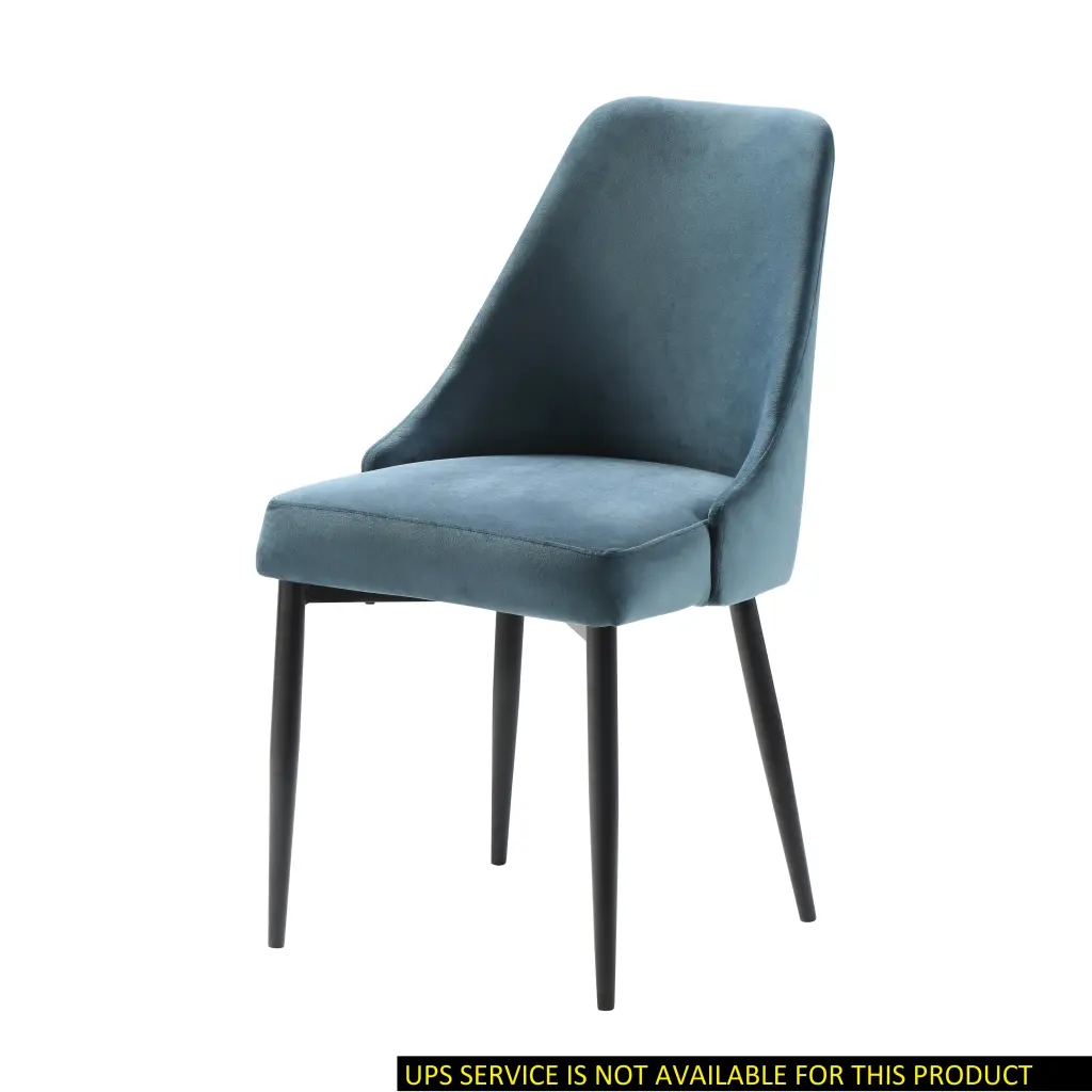 Modern Polished Design Velvet Material Blue Side Chair Set 2 Black Finish kanepe