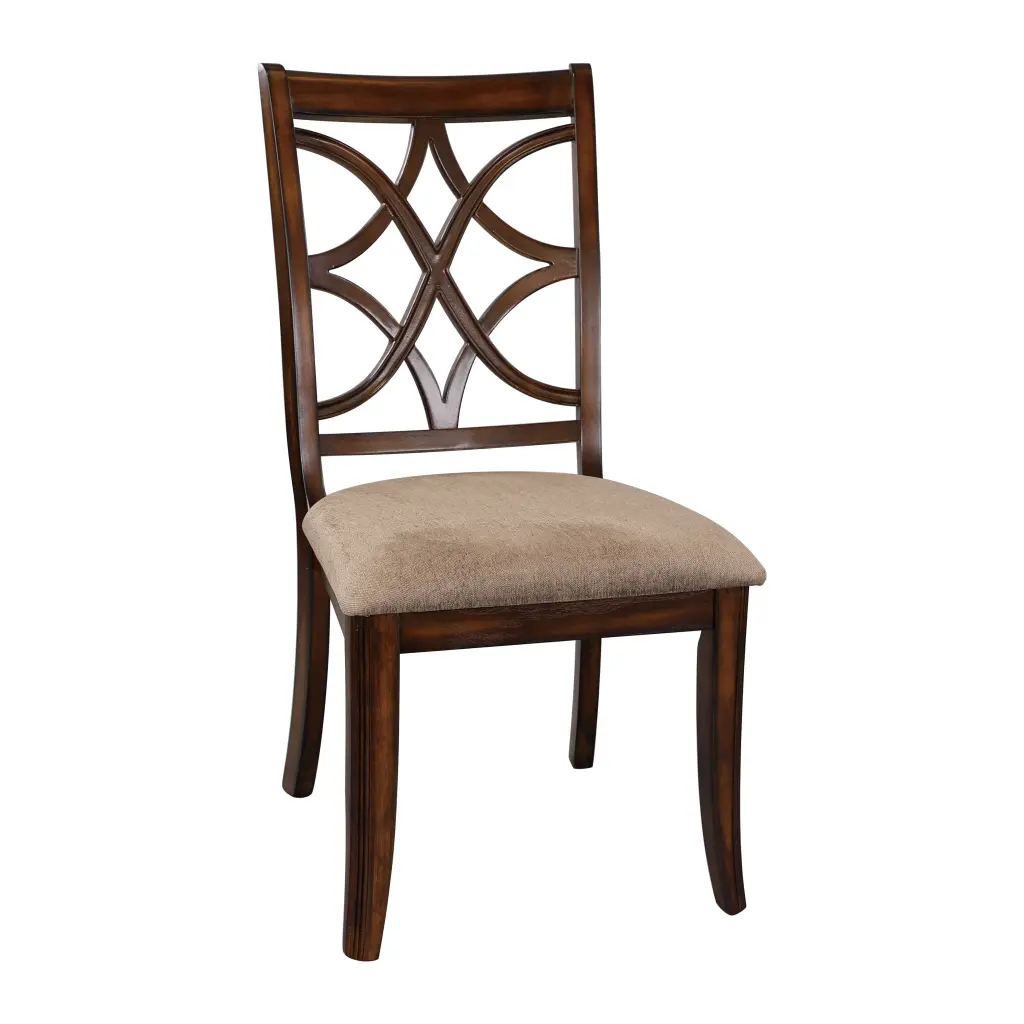 Wooden Side Chairs Set 2 Elegant Back Design Upholstery Cherry kanepe