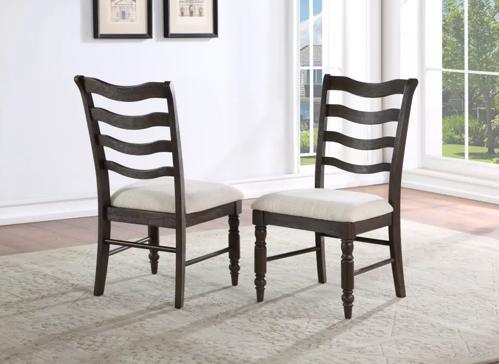 Hutchins Side Chair Set 2 Dark Brown Timber steve silver furniture