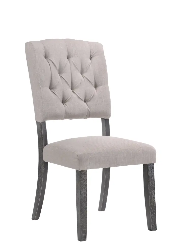 Bernard Beige Linen Weathered Gray Oak Finish Side Chair Set 2 urban nest