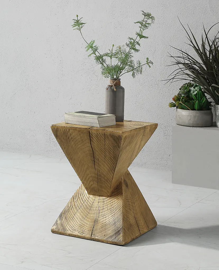 Zahi Accent Table Oak Finish Wood Side Table Living Room acme onsite store