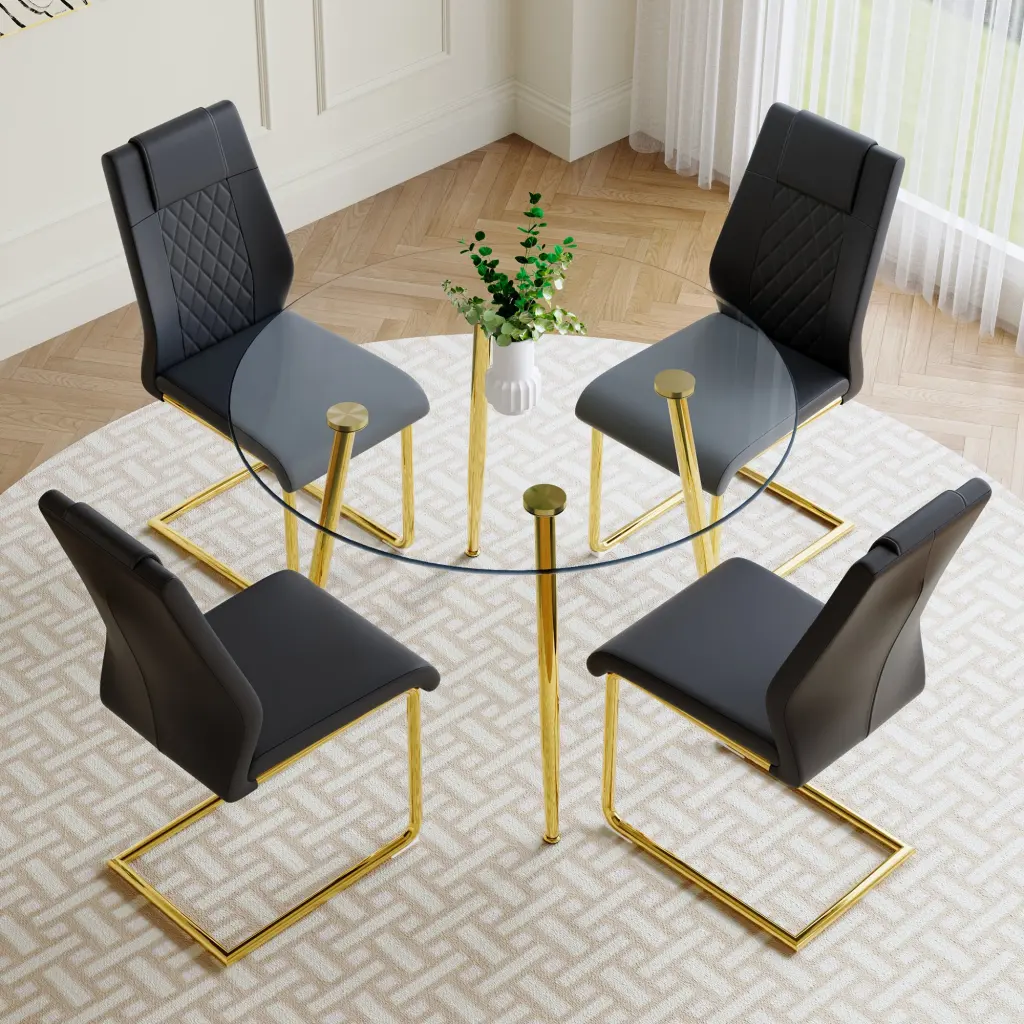 Modern Minimalist Style Round Transparent Tempered Crystal Table droom w-1151