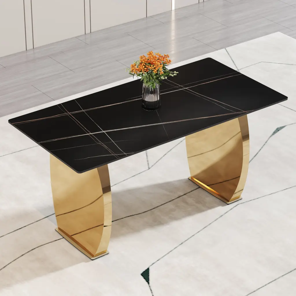 Modern Rectangular Table 0.4 Inch Black Patterned E-reader Stand and Go droom w-1151