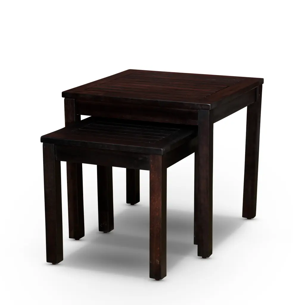 2 Piece Eucalyptus Nesting Table Set Espresso Finish Side Tables dty home