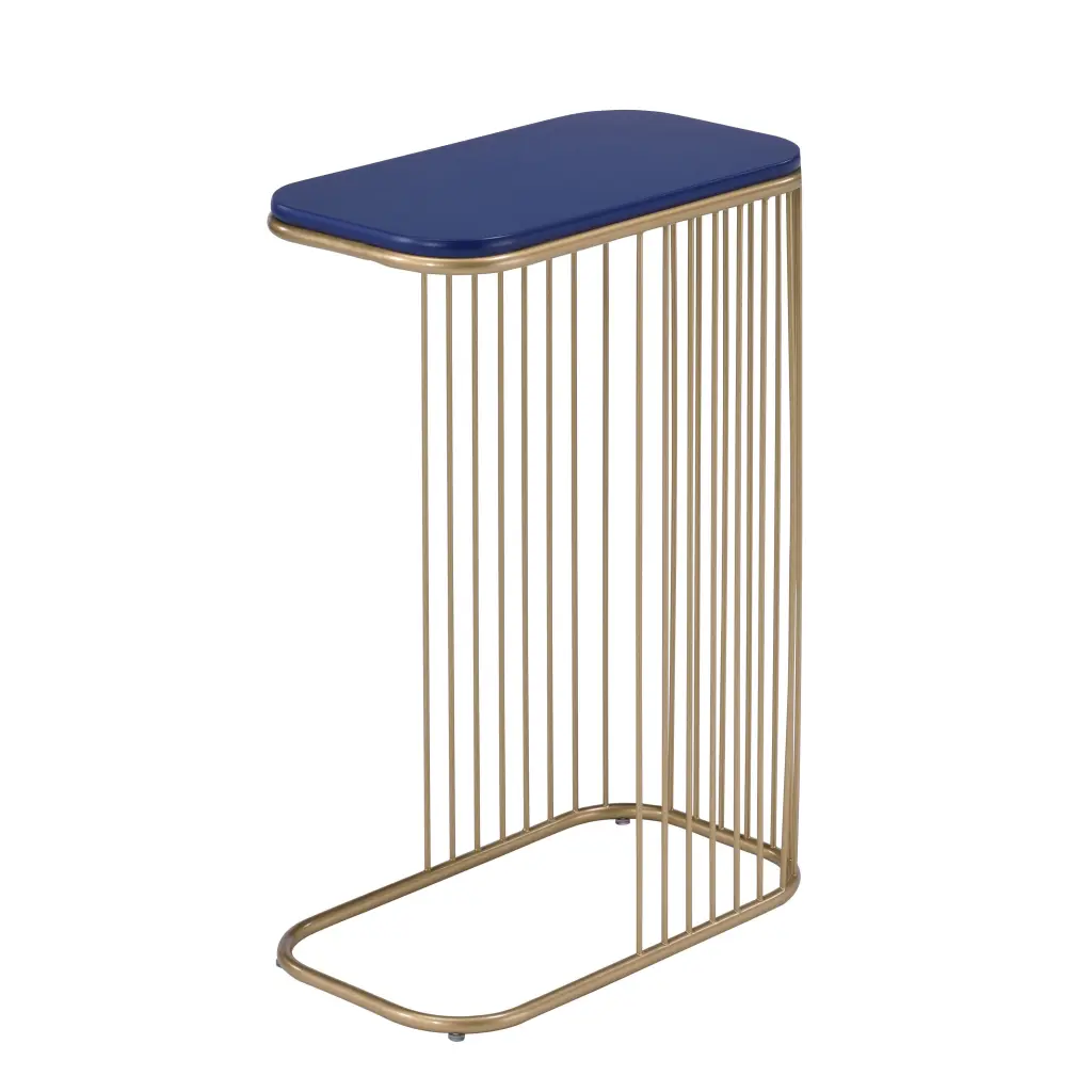 Blue and Precious Metal C Table Metallic Base Living Space furniture max