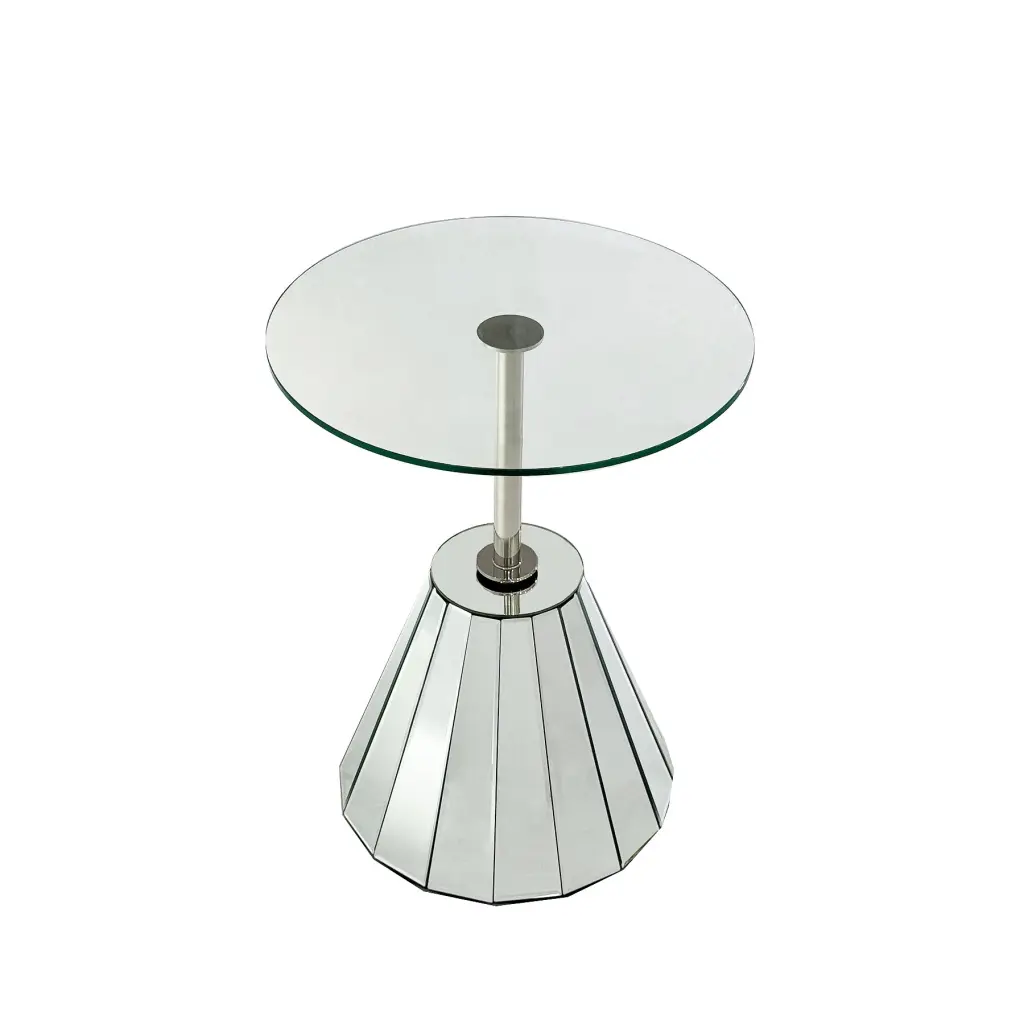 Mirrored Coffee Table Side Table Tempered Crystal Desktop Round End Table hongsing furniture