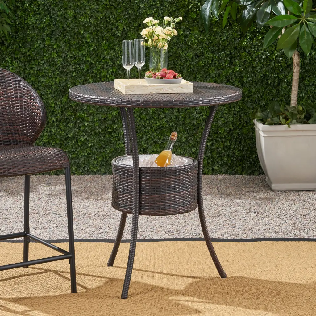 Rattan Counter Table Brown Multi Rattan Stylish Side Table nh-bc furniturings
