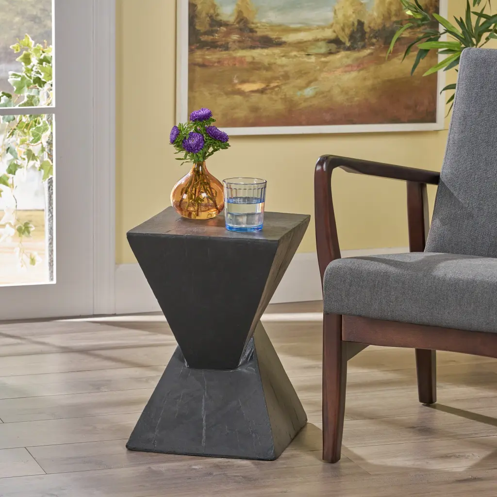 Tess Side Table Black Magnesium Oxide Modern Nightstand nh-cloudhouse