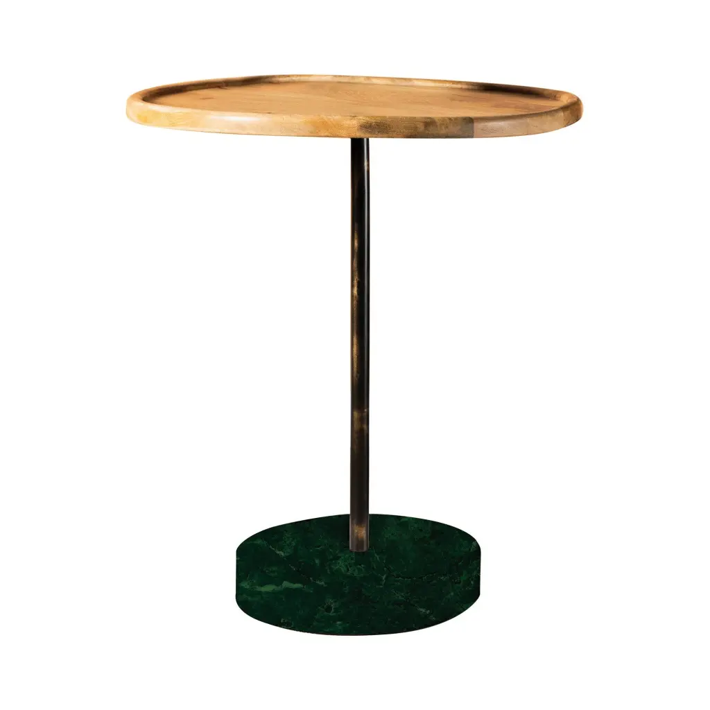 26 Inch Modern Accent Table Round Tray Top Dark Green Stone Base Side Table royal hampton