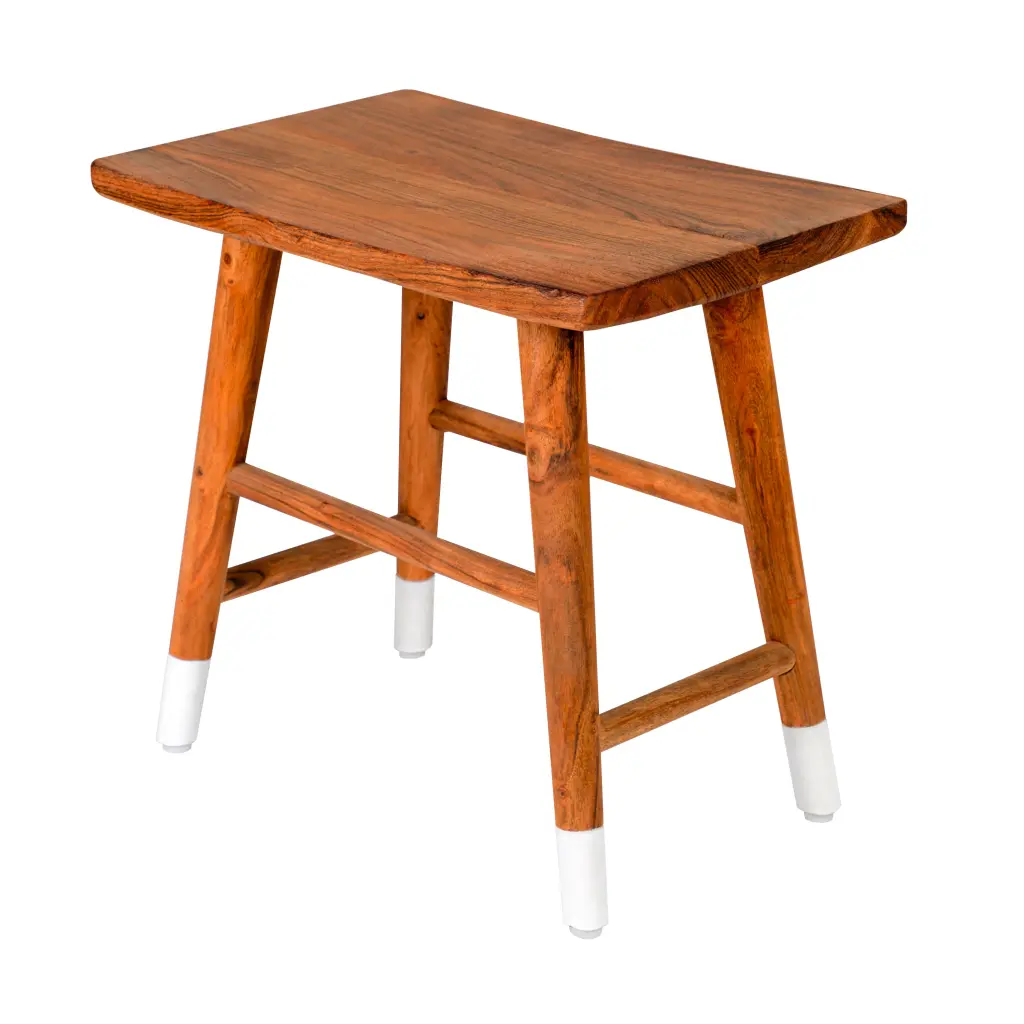 18 Inch Rectangular Acacia Wood Side Table Angled Legs Warm Brown Finish royal hampton