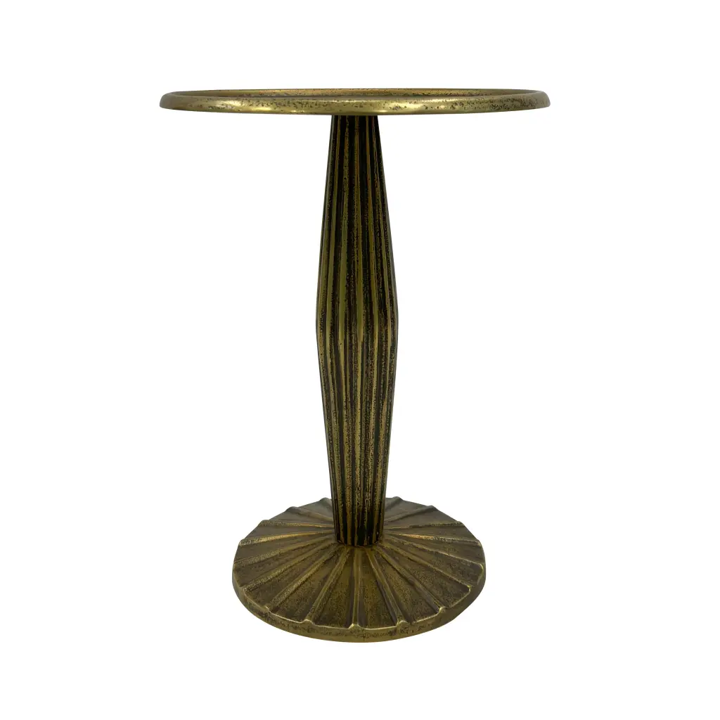 12 Inch Side End Drink Table Fluted Base and Round Top - Antique Bronze Finish royal hampton