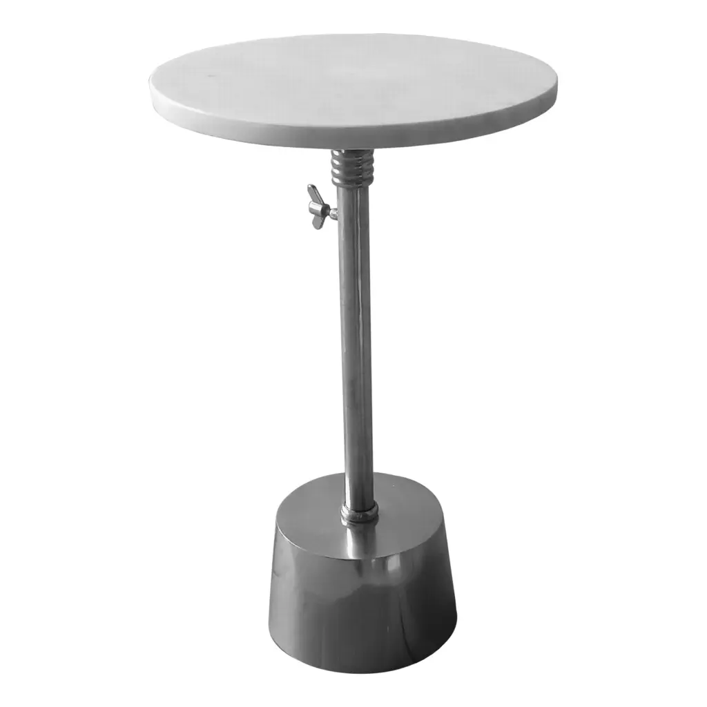 Light Metal Frame Round Side Table Stone Top And Customizable Height Living Room royal hampton