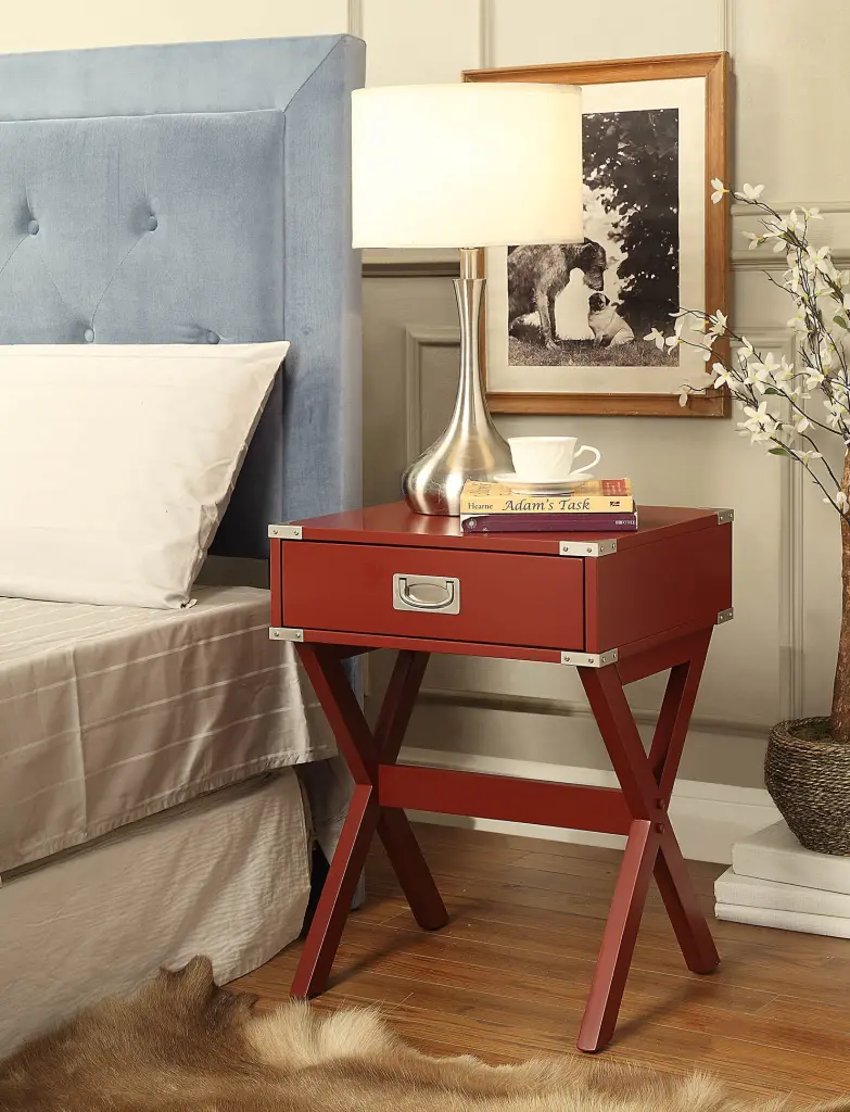 Babs Red Finish Accent Table Red Synthetic Timber Side Table urban nest