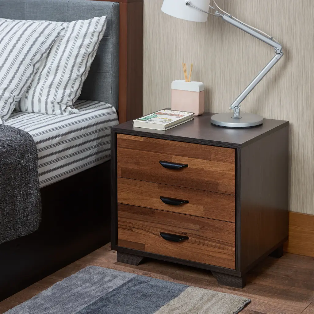 Eloy Walnut & Espresso Finish Accent Table - Synthetic Wood Side Table Living Room urban nest